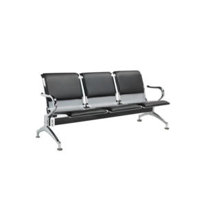 CADEIRA LONGARINA 3 LUGARES EM INOX C/ NAPA SINTÉTICA